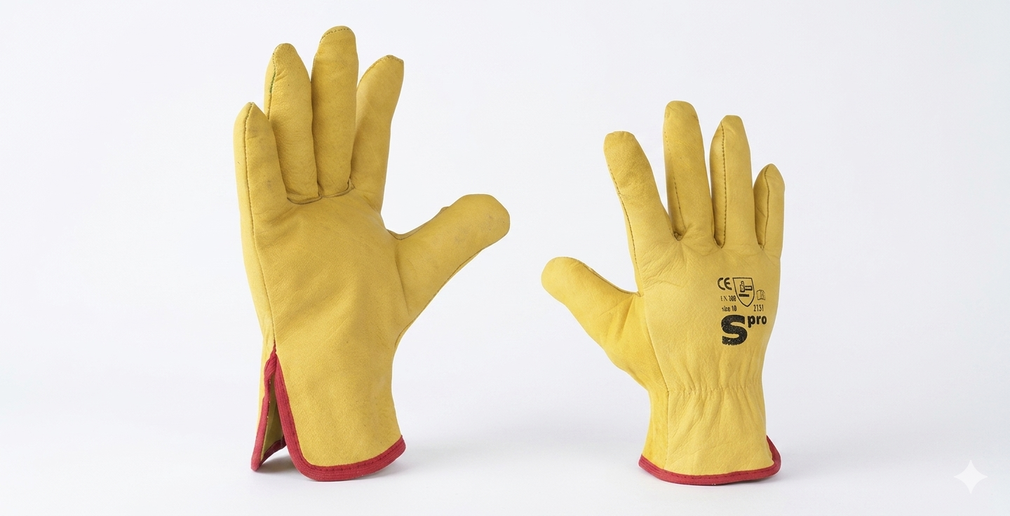 GUANTE SPRO CONDUCTOR CUERO AMARILLO 10″